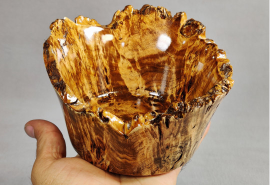 Handmade Wooden Candy Bowl / Poplar Burl Wood